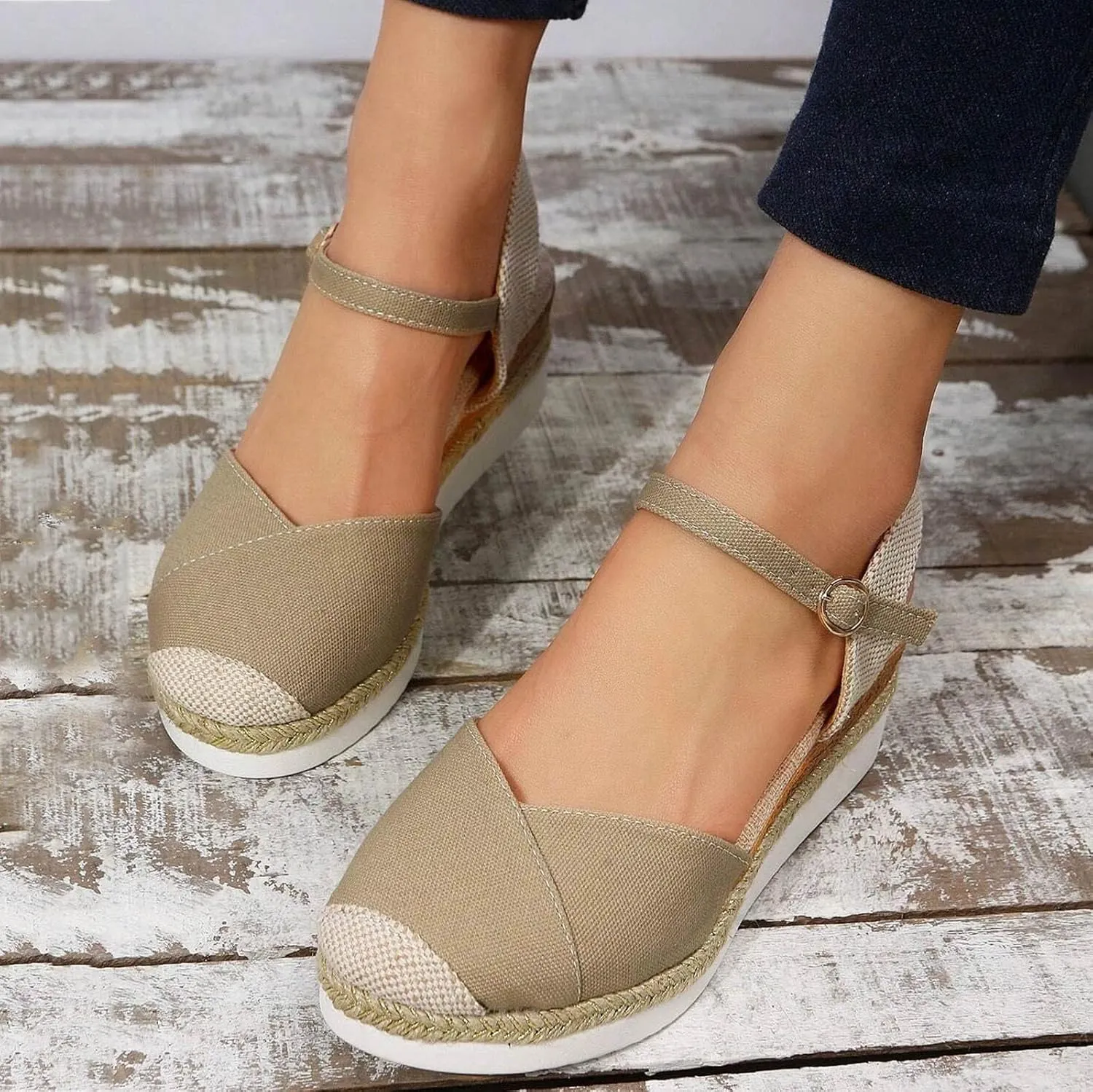 Women'S Sandals 2025 Closed Toe Platform Vacation Wedges Shoes Waterproof Espadrilles For Resort Espadrille Summer Heels