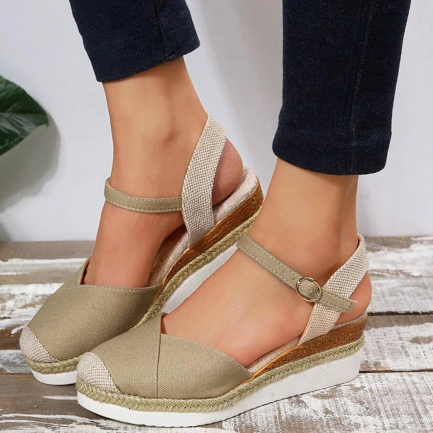 Women'S Sandals 2025 Closed Toe Platform Vacation Wedges Shoes Waterproof Espadrilles For Resort Espadrille Summer Heels
