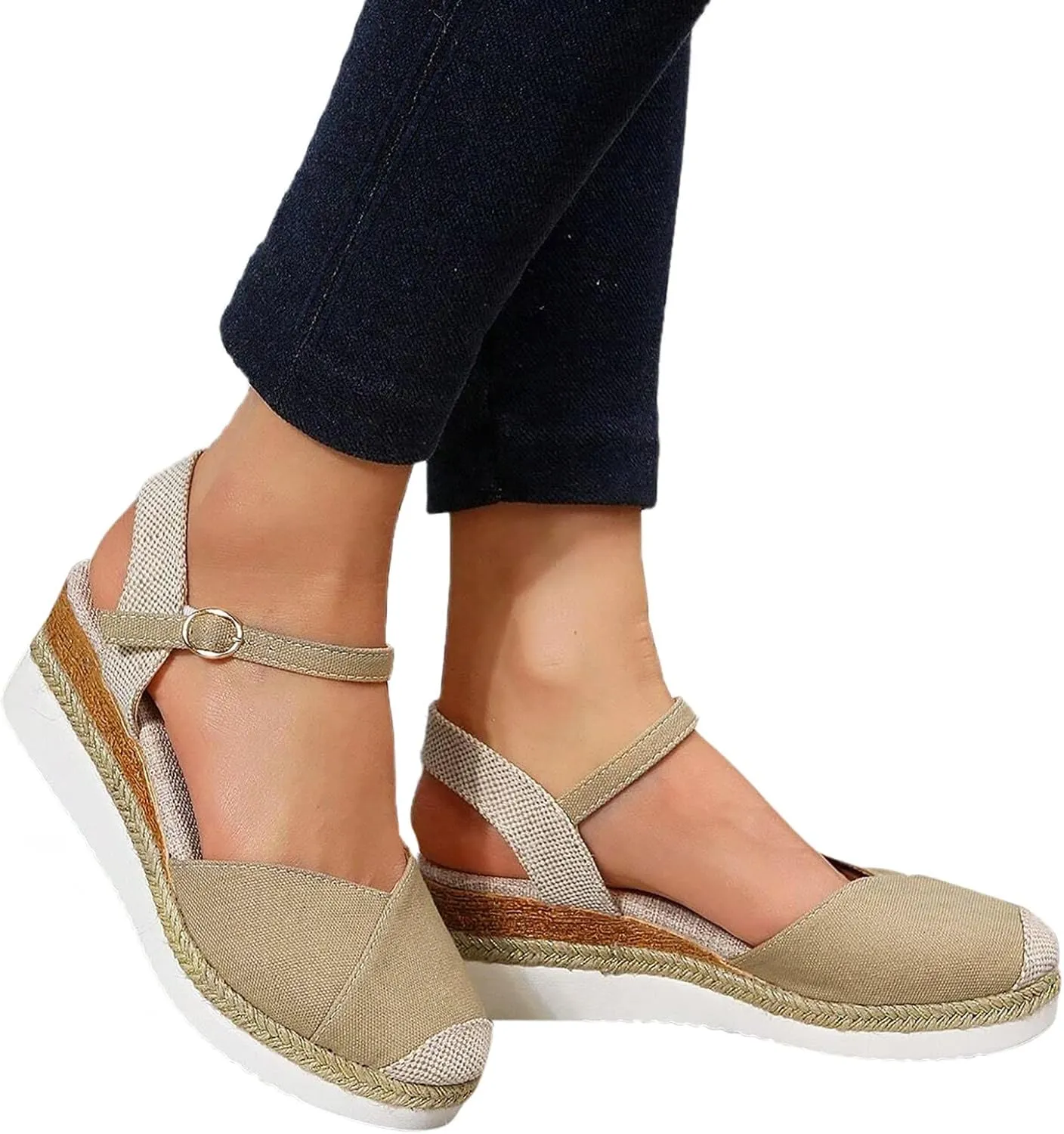 Women'S Sandals 2025 Closed Toe Platform Vacation Wedges Shoes Waterproof Espadrilles For Resort Espadrille Summer Heels