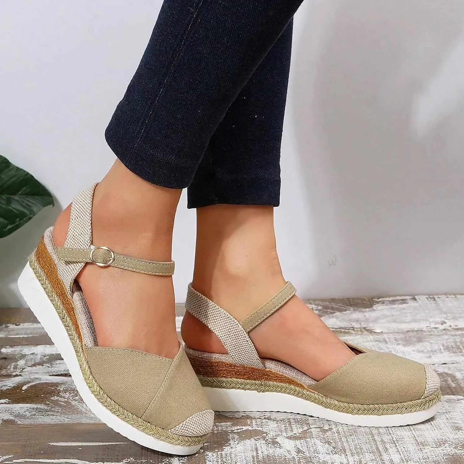 Women'S Sandals 2025 Closed Toe Platform Vacation Wedges Shoes Waterproof Espadrilles For Resort Espadrille Summer Heels