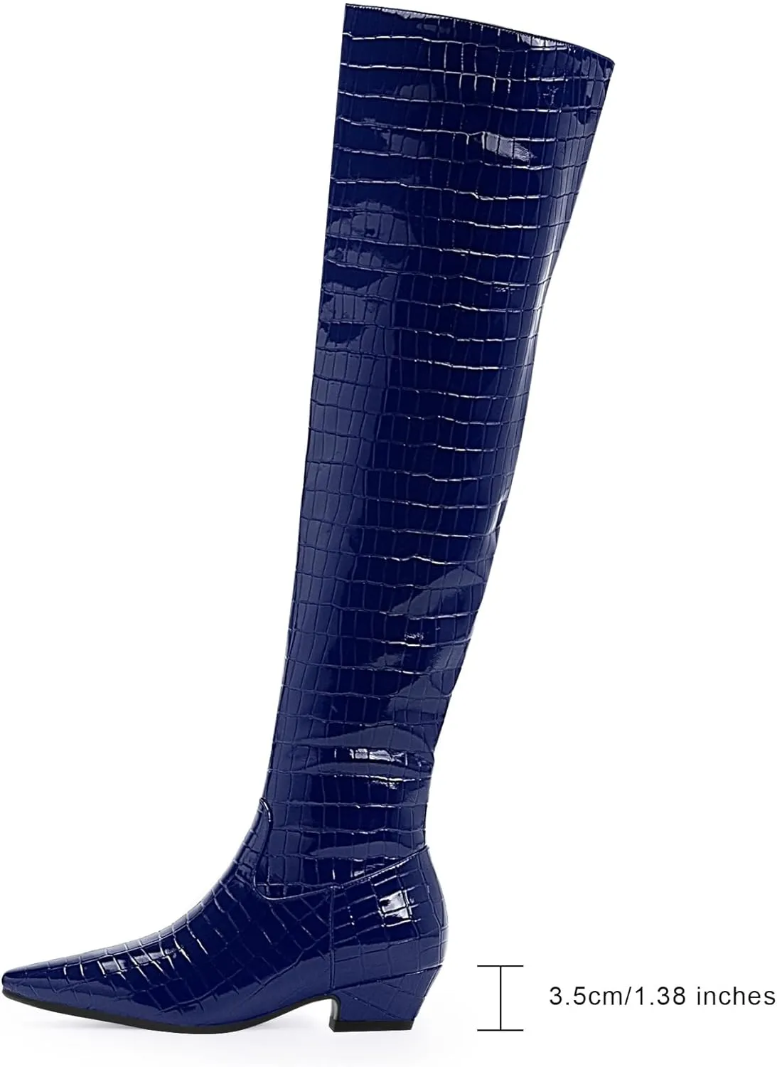 Women's Sexy Crocodile Over The Knee High Boots Low Heel Long Fall Boots