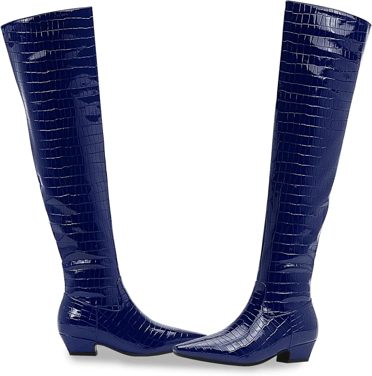 Women's Sexy Crocodile Over The Knee High Boots Low Heel Long Fall Boots