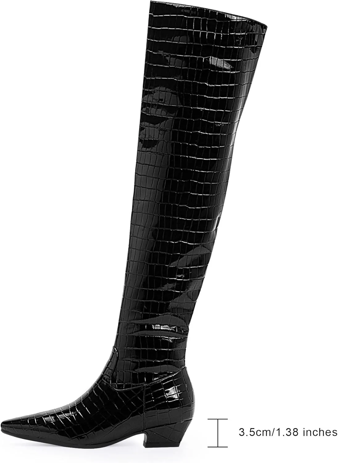 Women's Sexy Crocodile Over The Knee High Boots Low Heel Long Fall Boots