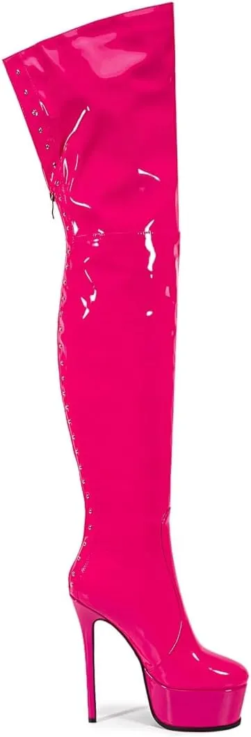 Women's Sexy Thigh High Heels Cross Lace Up Over Knee Platform Boots Unisex Round Head Plus Size
