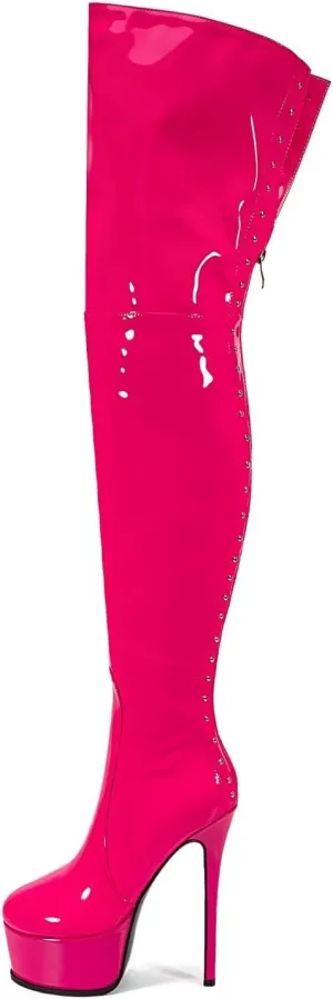 Women's Sexy Thigh High Heels Cross Lace Up Over Knee Platform Boots Unisex Round Head Plus Size