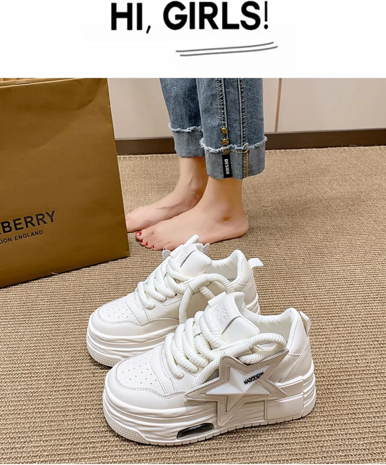 Women's Sneakers Exaggerated Star Chunky Platform Bold Retro Streetwear Shoes Thick Sole Y2K Fashion Daily Outfits