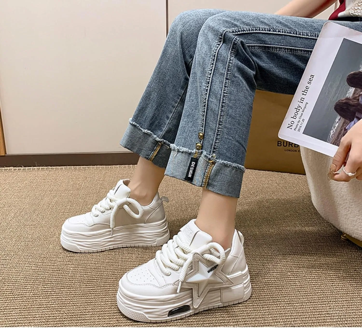 Women's Sneakers Exaggerated Star Chunky Platform Bold Retro Streetwear Shoes Thick Sole Y2K Fashion Daily Outfits