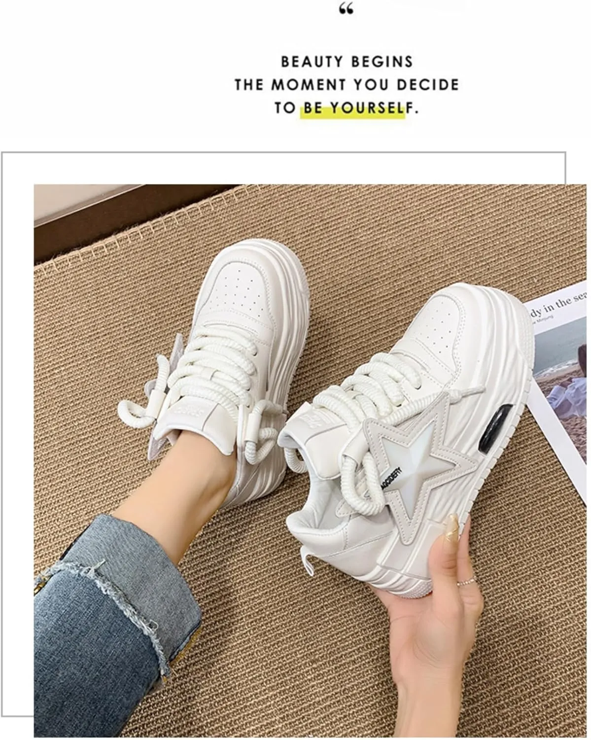 Women's Sneakers Exaggerated Star Chunky Platform Bold Retro Streetwear Shoes Thick Sole Y2K Fashion Daily Outfits