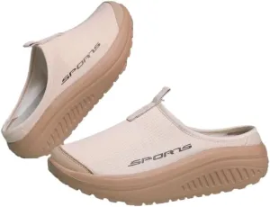 Women's Solid Color Casual Sneakers, Platform Slip on Soft Sole Mesh Walking Shoes, Half Drag Breathable Shoes Plus Size Comfortable Wedge Platform Loafers