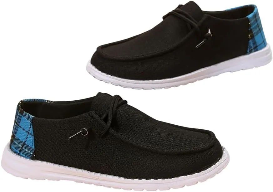 Women's Sunflower Print Canvas Casual Loafers Comfortable Light Weight Slip On Ultralight Sole Wide Boat Shoes Casual Lightweight Black Lace-Up Walking Flat Deck Shoes for Work and Traveling