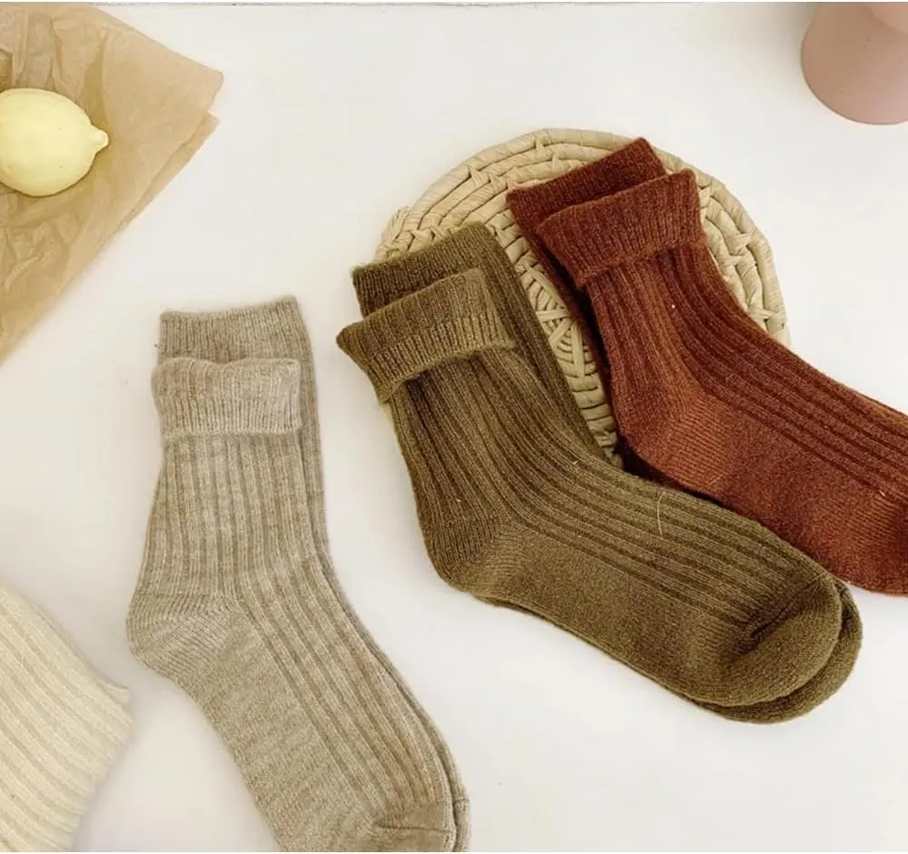Wool Crew Socks for Women and Girls - Natural Color, Aesthetic, Knit Boot, Novelty Casual Dress (12 Pairs)