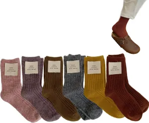 Wool Crew Socks for Women and Girls - Natural Color, Aesthetic, Knit Boot, Novelty Casual Dress (12 Pairs)