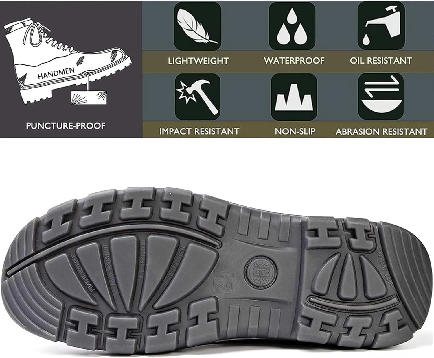 Work Boots for Men, Composite/Soft Toe Waterproof Working Boots, Slip Resistant Anti-Static Slip-on Safety Working Shoes 8 9 10 11 12 13