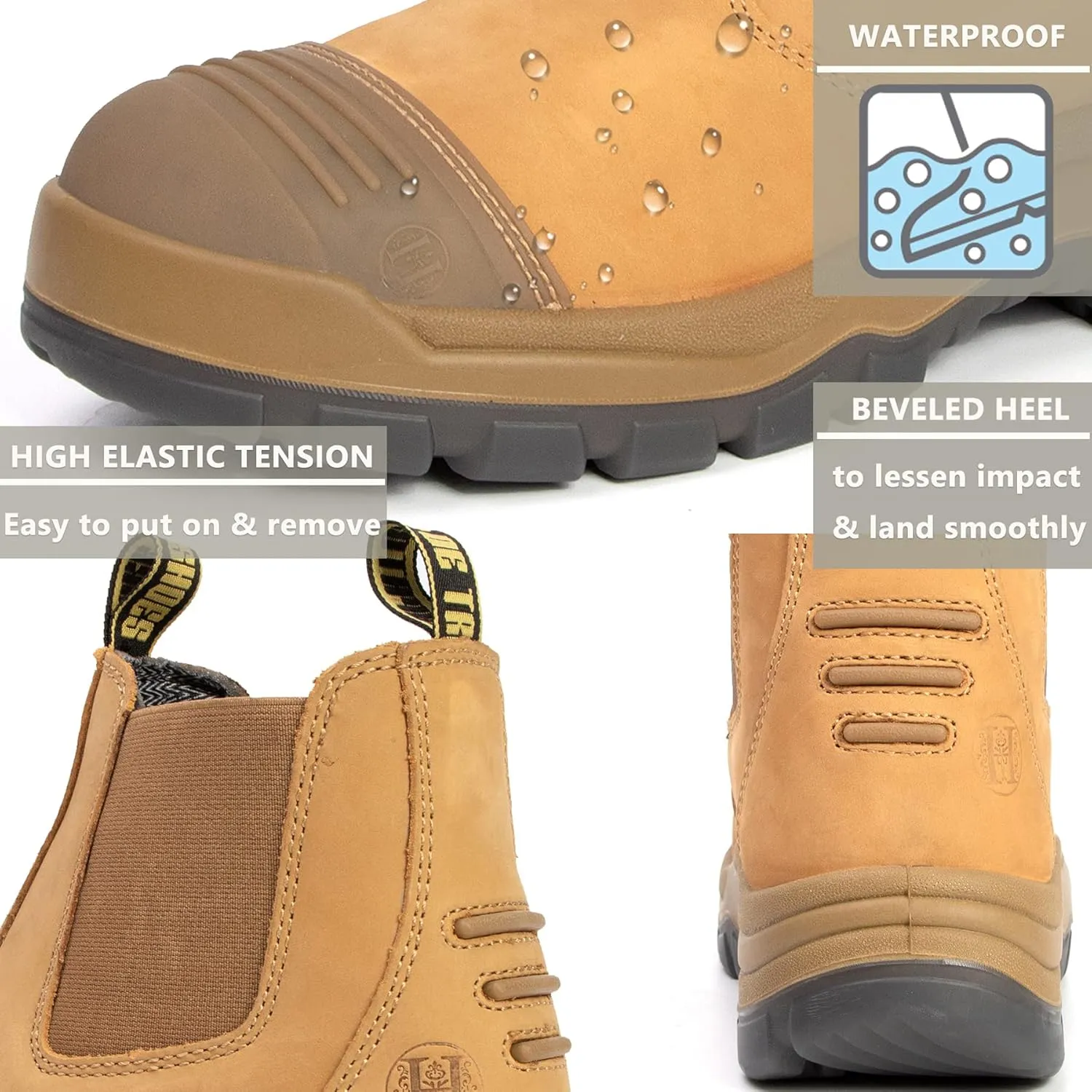 Work Boots for Men, Composite/Soft Toe Waterproof Working Boots, Slip Resistant Anti-Static Slip-on Safety Working Shoes 8 9 10 11 12 13