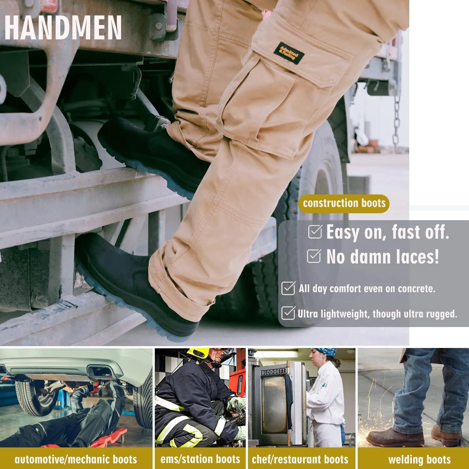 Work Boots for Men, Composite/Soft Toe Waterproof Working Boots, Slip Resistant Anti-Static Slip-on Safety Working Shoes 8 9 10 11 12 13