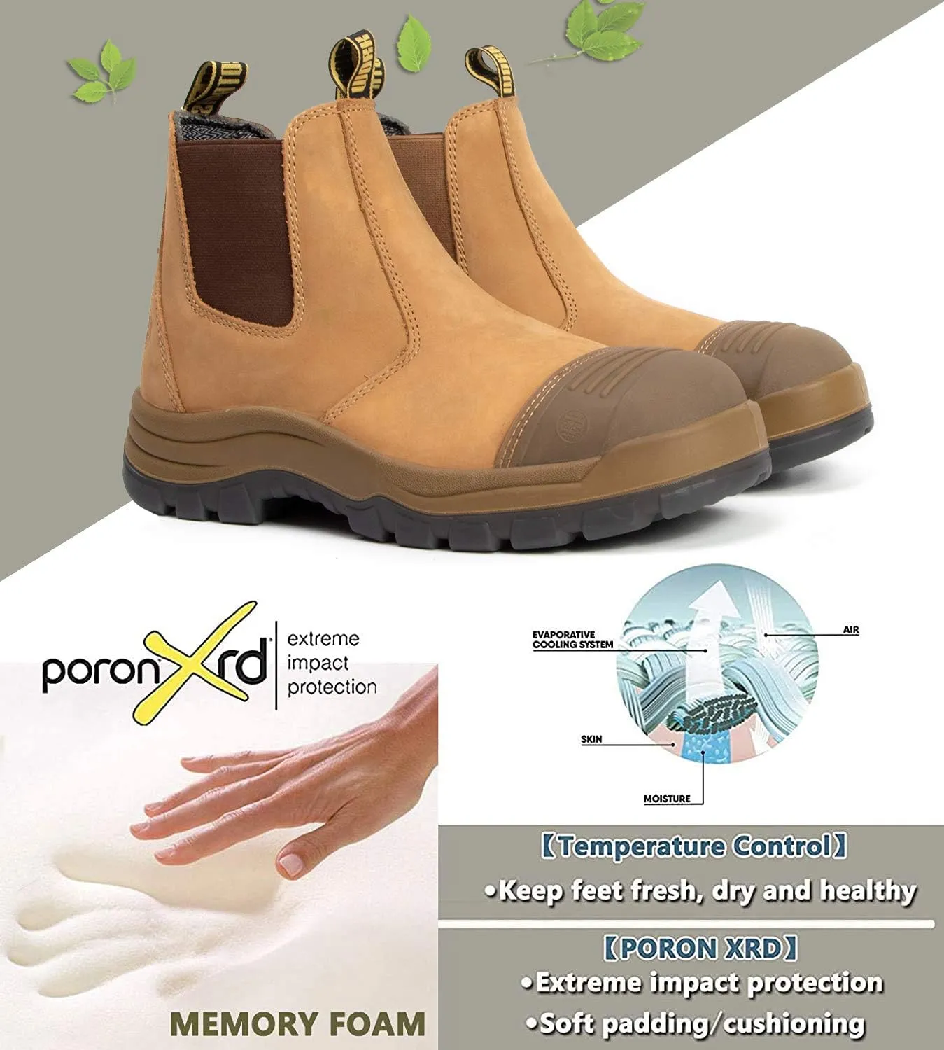 Work Boots for Men, Composite/Soft Toe Waterproof Working Boots, Slip Resistant Anti-Static Slip-on Safety Working Shoes 8 9 10 11 12 13