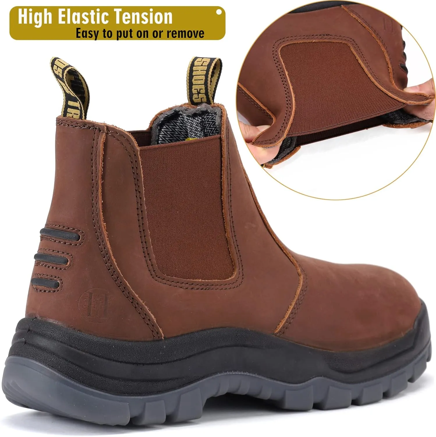 Work Boots for Men, Composite/Soft Toe Waterproof Working Boots, Slip Resistant Anti-Static Slip-on Safety Working Shoes 8 9 10 11 12 13
