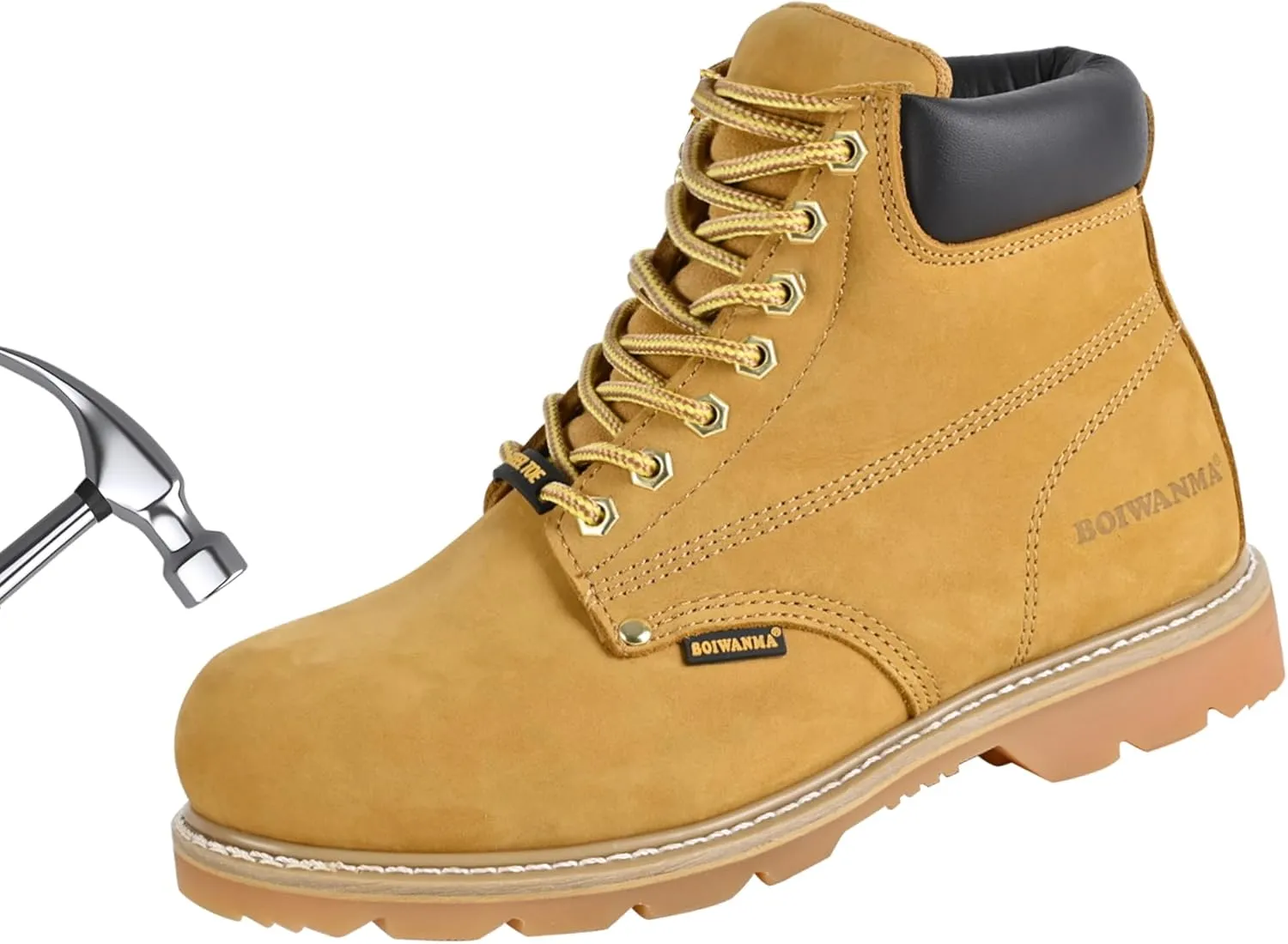 Work Boots for Men, Steel Toe, Leather, Oil, Slip and Heat Resistant Heavy Duty Wide Industrial & Construction Safety Boots, US 7-17 M & W