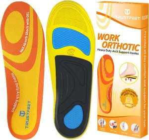 Work Orthotic Heavy Duty Support Insoles,Anti Fatigue Relieve Foot Pain Work Boot Shoes Inserts for Standing All Day,Plantar Fasciitis High Arch Support Insoles for Man Women-XL