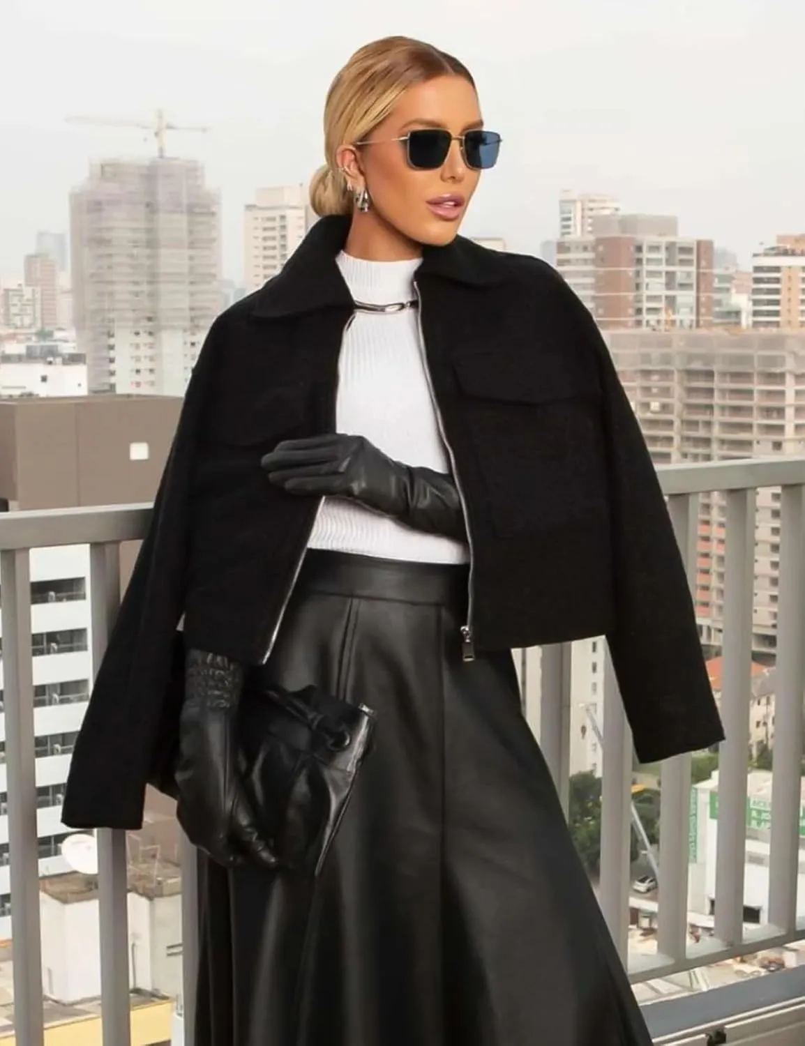 Wyeysyt Wool Coats for Women Lapel Zip Up Copped Bomber Jacket Outerwear with Pockets 2025