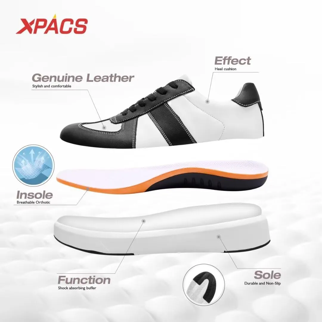 XPACS Men's Orthopedic Leather Dress Fashion Sneakers: Comfortable Plantar Fasciitis Arch Support Walking Shoes, Casual Business Adjustable Fit Orthotic Oxfords for Heel and Foot Pain Relief