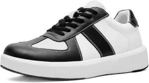 XPACS Men's Orthopedic Leather Dress Fashion Sneakers: Comfortable Plantar Fasciitis Arch Support Walking Shoes, Casual Business Adjustable Fit Orthotic Oxfords for Heel and Foot Pain Relief