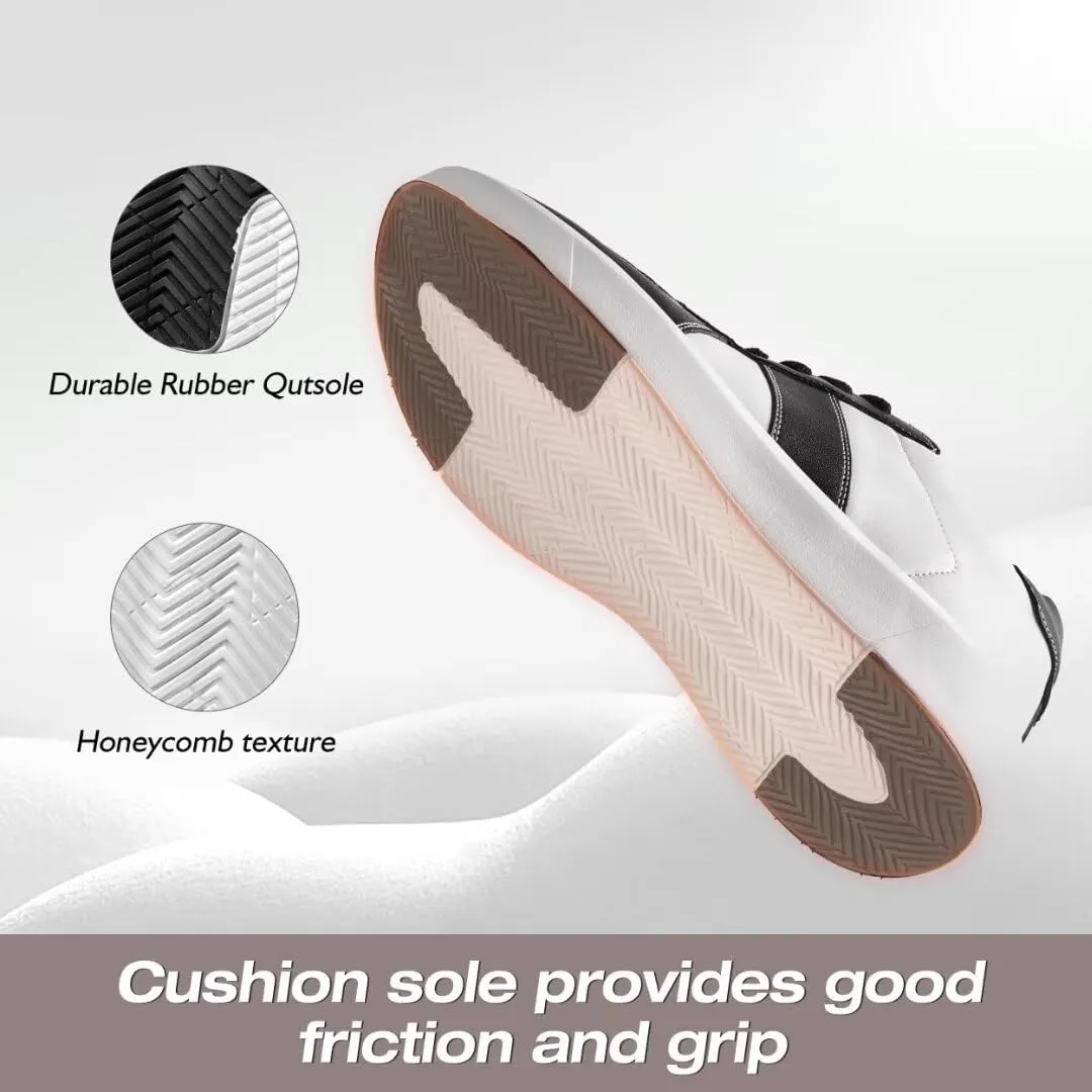 XPACS Men's Orthopedic Leather Dress Fashion Sneakers: Comfortable Plantar Fasciitis Arch Support Walking Shoes, Casual Business Adjustable Fit Orthotic Oxfords for Heel and Foot Pain Relief