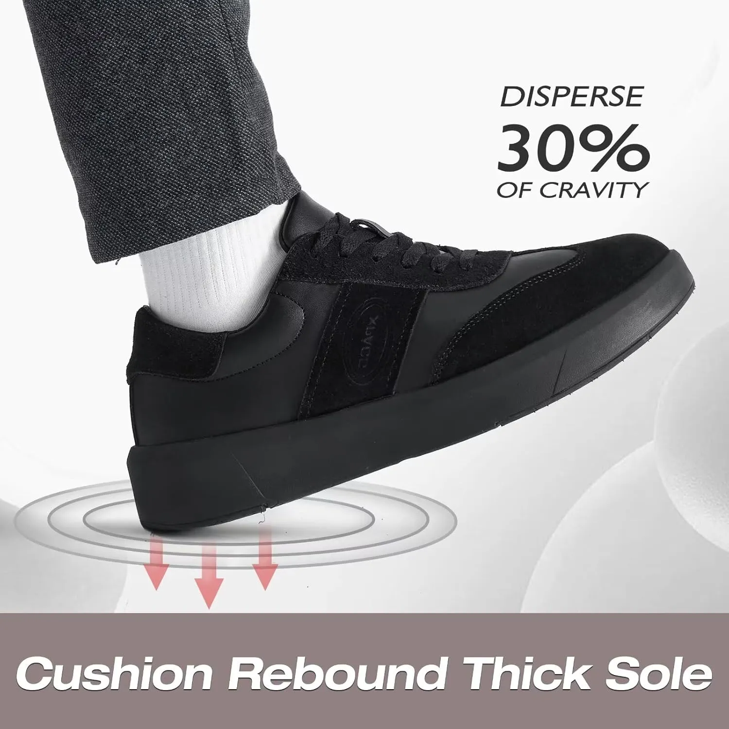 XPACS Men's Orthopedic Leather Dress Fashion Sneakers: Comfortable Plantar Fasciitis Arch Support Work Walking Shoes, Casual Business Tennis Orthotic Oxfords for Heel and Foot Pain Relief