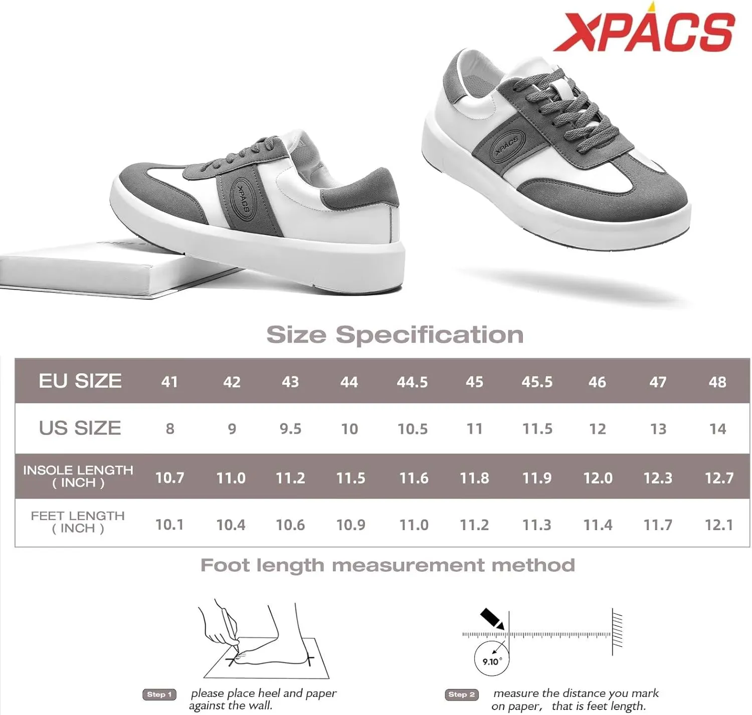 XPACS Men's Orthopedic Leather Dress Fashion Sneakers: Comfortable Plantar Fasciitis Arch Support Work Walking Shoes, Casual Business Tennis Orthotic Oxfords for Heel and Foot Pain Relief