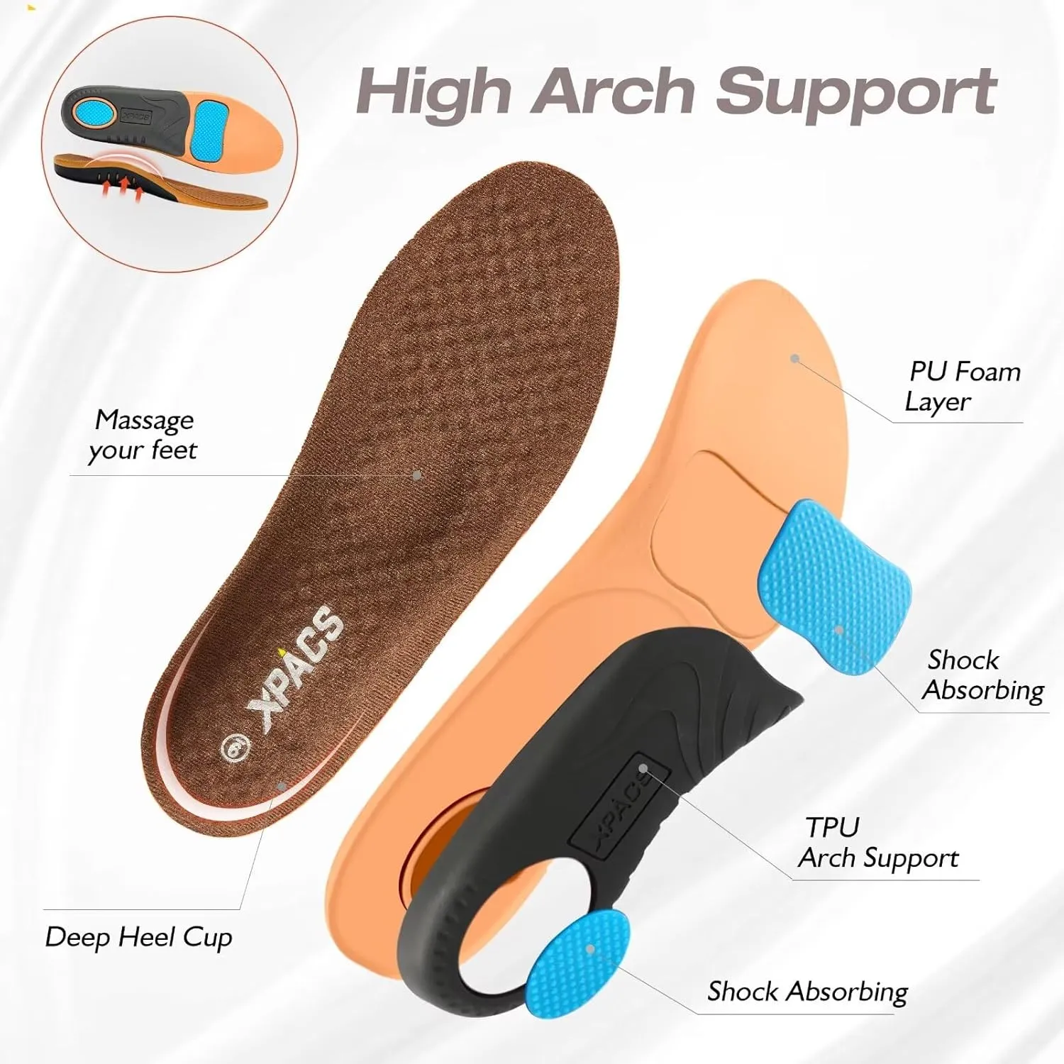 XPACS Men's Orthopedic Leather Dress Walking Shoes: Comfortable Plantar Fasciitis Fashion Sneakers with Arch Support, Casual Business Orthotic Thick Sole Sneakers for Foot and Heel Pain Relief