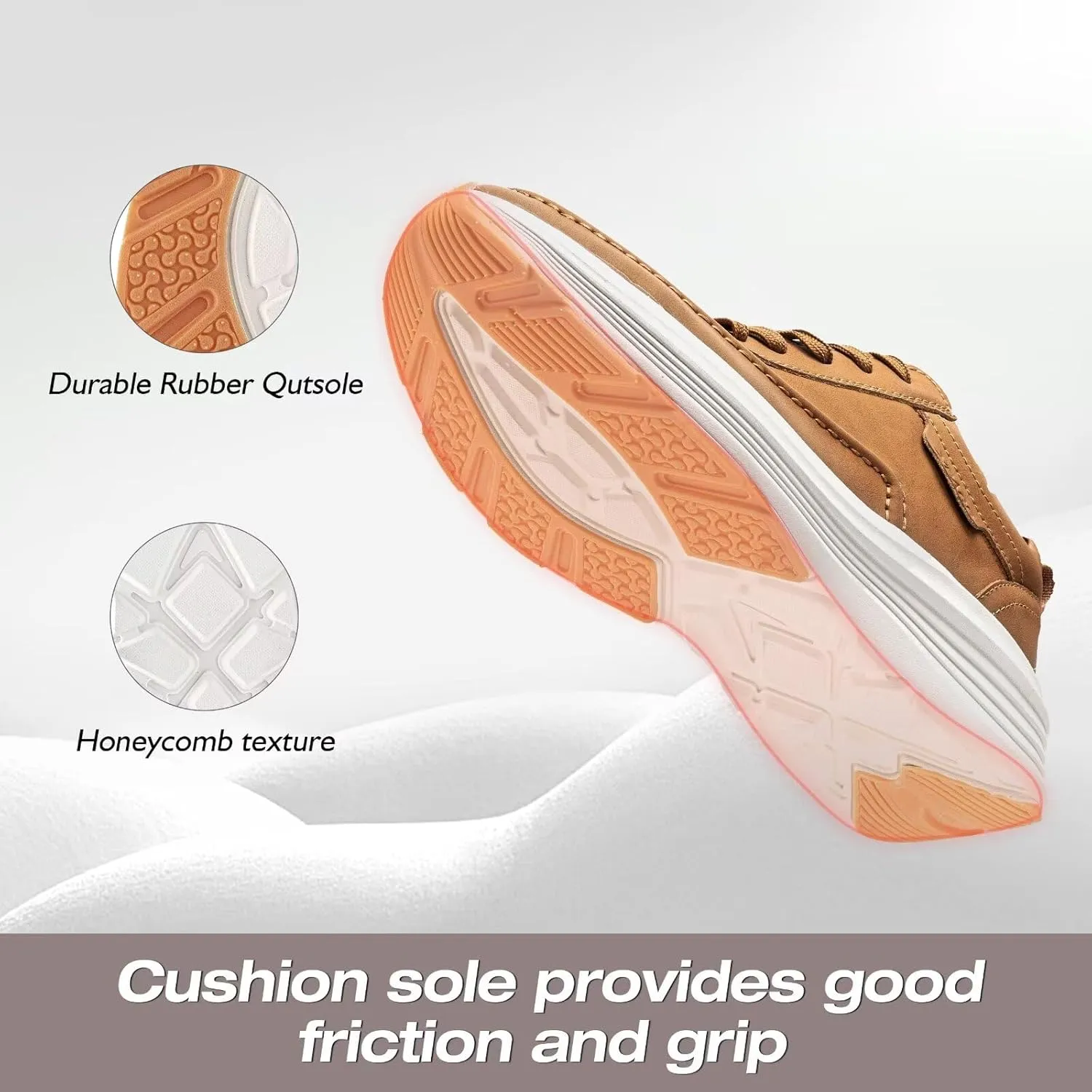 XPACS Men's Orthopedic Leather Dress Walking Shoes: Comfortable Plantar Fasciitis Fashion Sneakers with Arch Support, Casual Business Orthotic Thick Sole Sneakers for Foot and Heel Pain Relief
