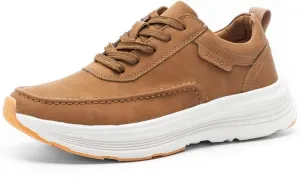 XPACS Men's Orthopedic Leather Dress Walking Shoes: Comfortable Plantar Fasciitis Fashion Sneakers with Arch Support, Casual Business Orthotic Thick Sole Sneakers for Foot and Heel Pain Relief