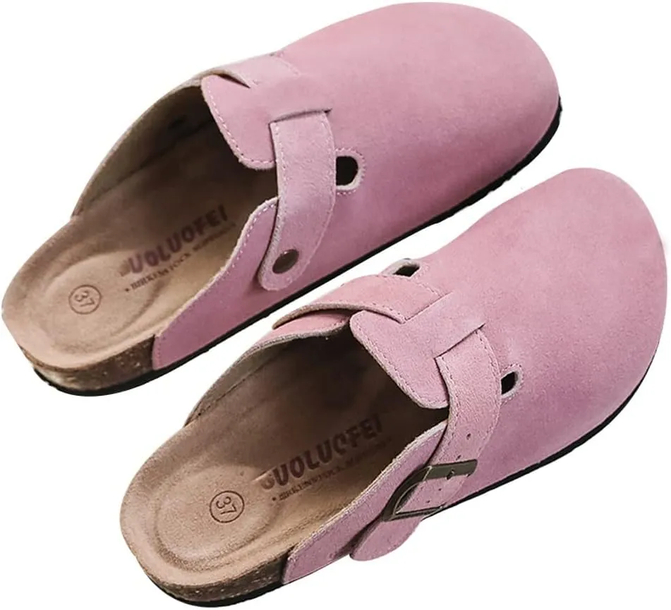 XUEMML Clogs Shoes Women Men Leather, Slip On Mules Casual Summer Slippers Handmade Clogs and Mules Soft Beach Sandals Ladies Flowers Summer Shoes