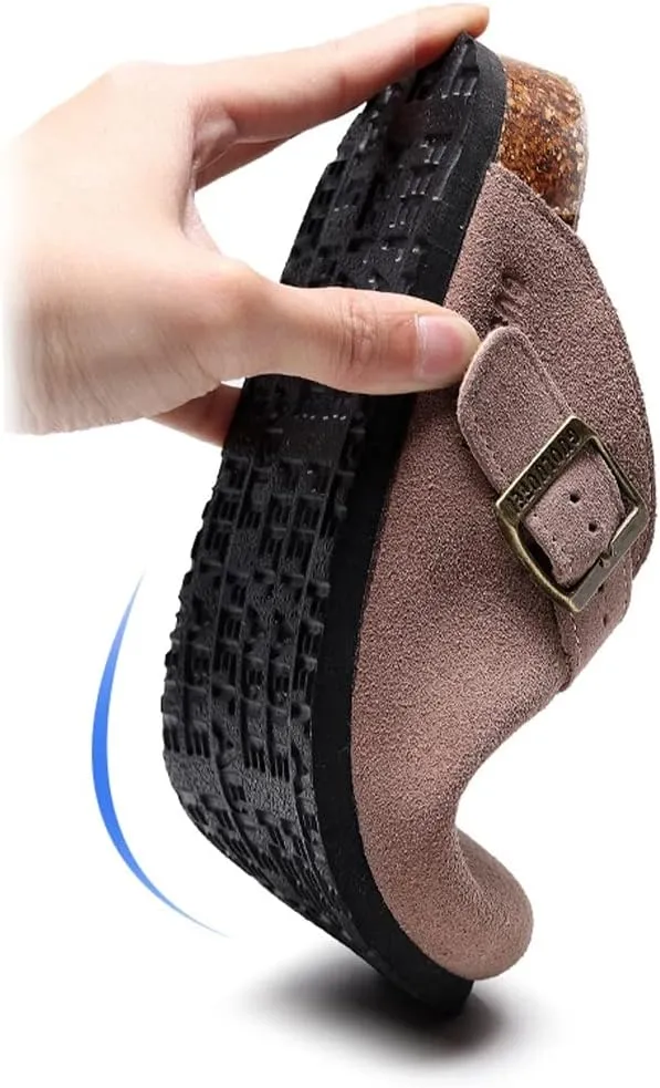 XUEMML Clogs Shoes Women Men Leather, Slip On Mules Casual Summer Slippers Handmade Clogs and Mules Soft Beach Sandals Ladies Flowers Summer Shoes