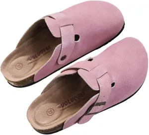 XUEMML Clogs Shoes Women Men Leather, Slip On Mules Casual Summer Slippers Handmade Clogs and Mules Soft Beach Sandals Ladies Flowers Summer Shoes