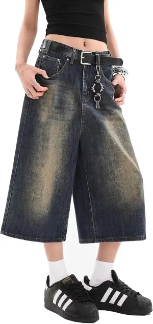 Y2k Baggy Jean Shorts Jorts Y2k Hip Hop Shorts Skater Jeans Grunge Jorts Aesthetic Pants