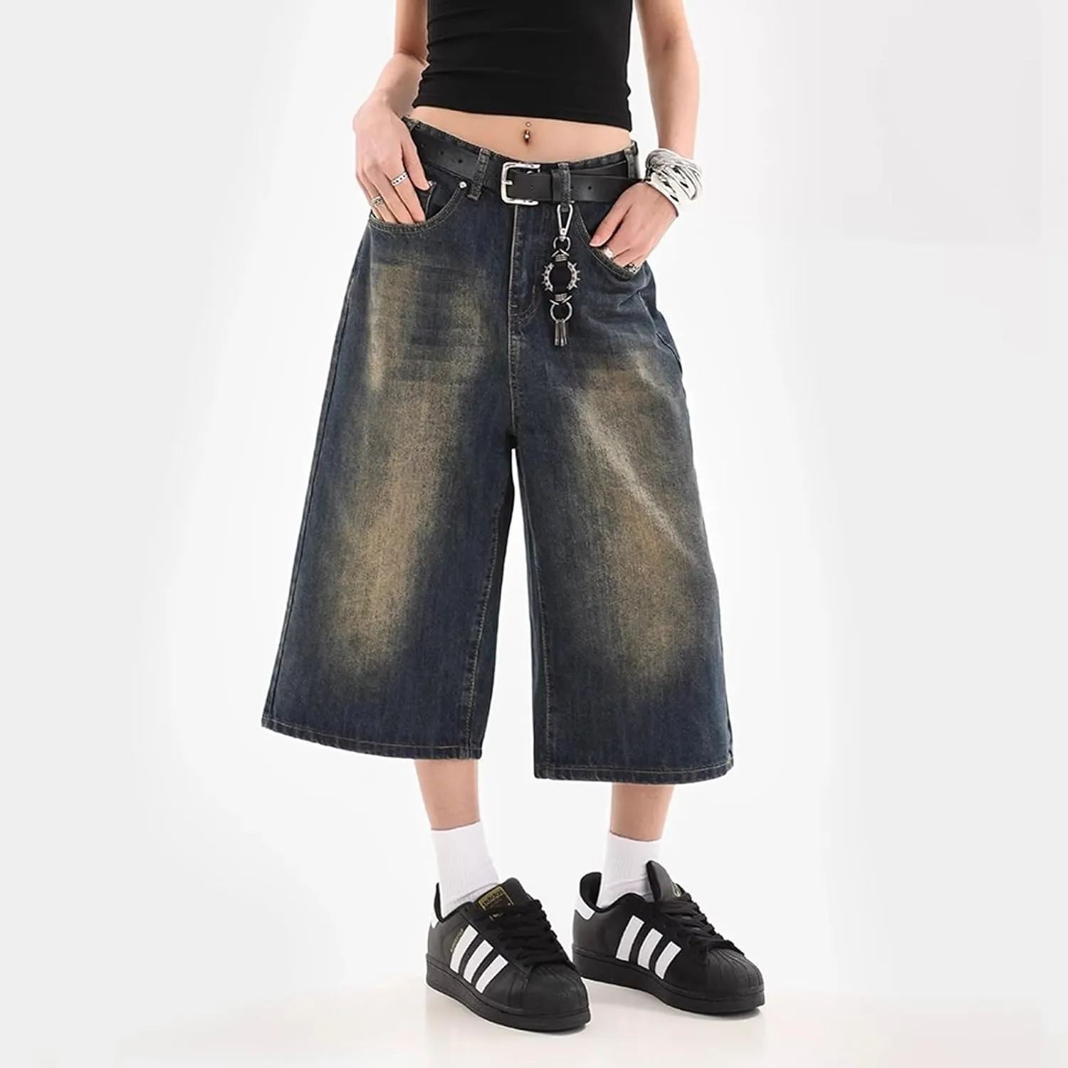 Y2k Baggy Jean Shorts Jorts Y2k Hip Hop Shorts Skater Jeans Grunge Jorts Aesthetic Pants