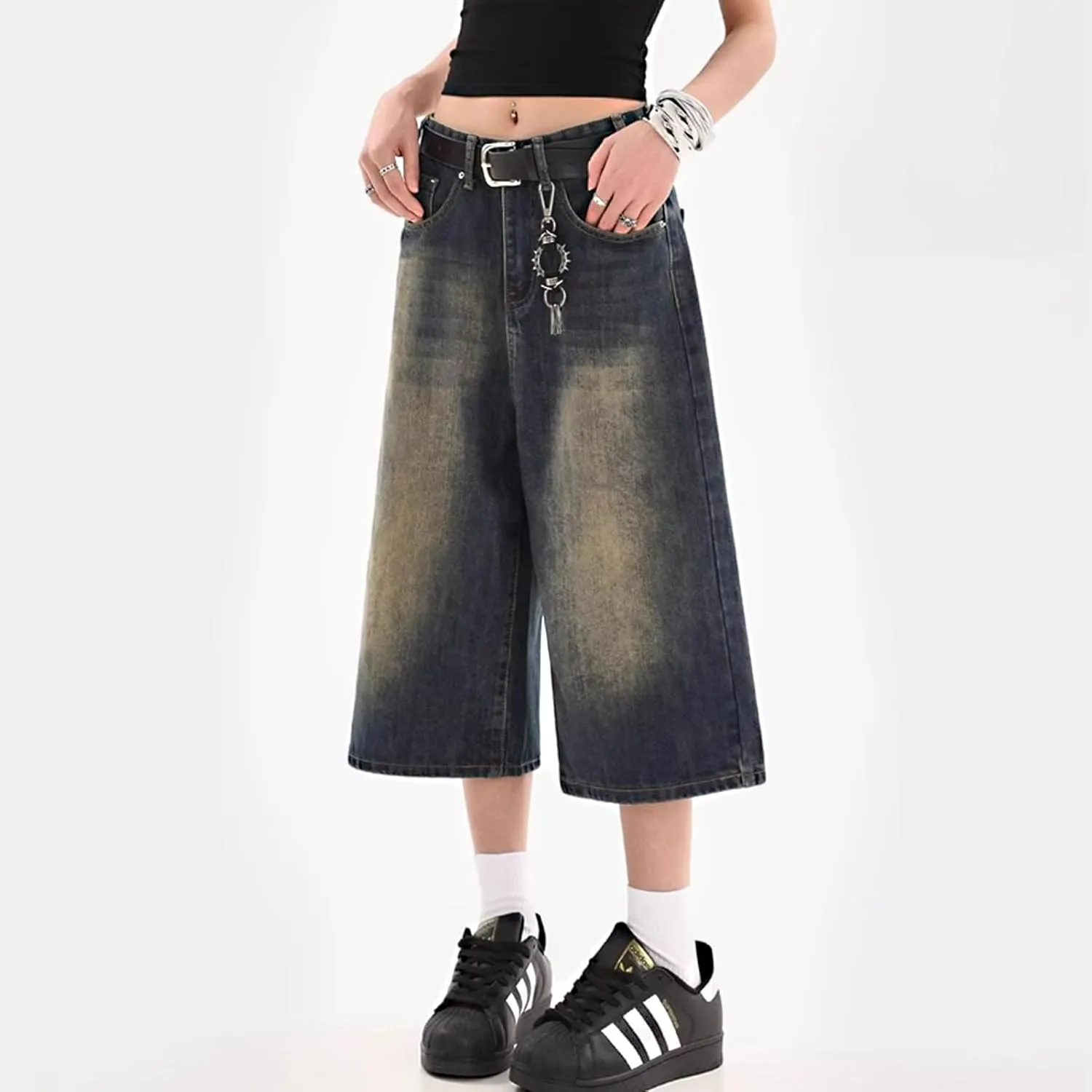 Y2k Baggy Jean Shorts Jorts Y2k Hip Hop Shorts Skater Jeans Grunge Jorts Aesthetic Pants