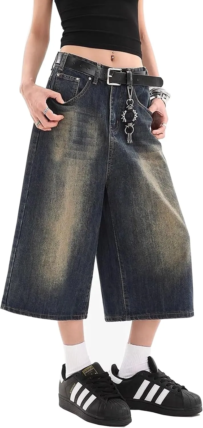 Y2k Baggy Jean Shorts Jorts Y2k Hip Hop Shorts Skater Jeans Grunge Jorts Aesthetic Pants