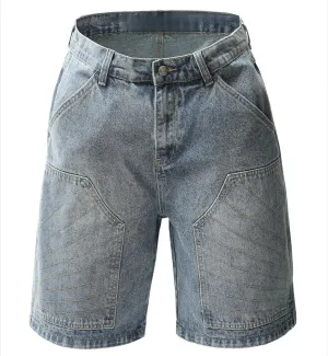 Y2K Jorts Unisex Vintage Baggy Wide Leg Short Pants Streetwear Denim Shorts Patchwork Washed Jorts