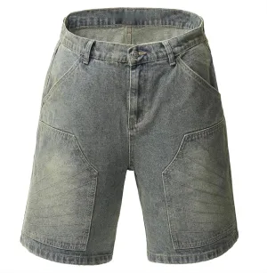 Y2K Jorts Vintage Baggy Wide Leg Short Pants Streetwear Men Denim Shorts Patchwork Cropped Jeans Unisex Fashion