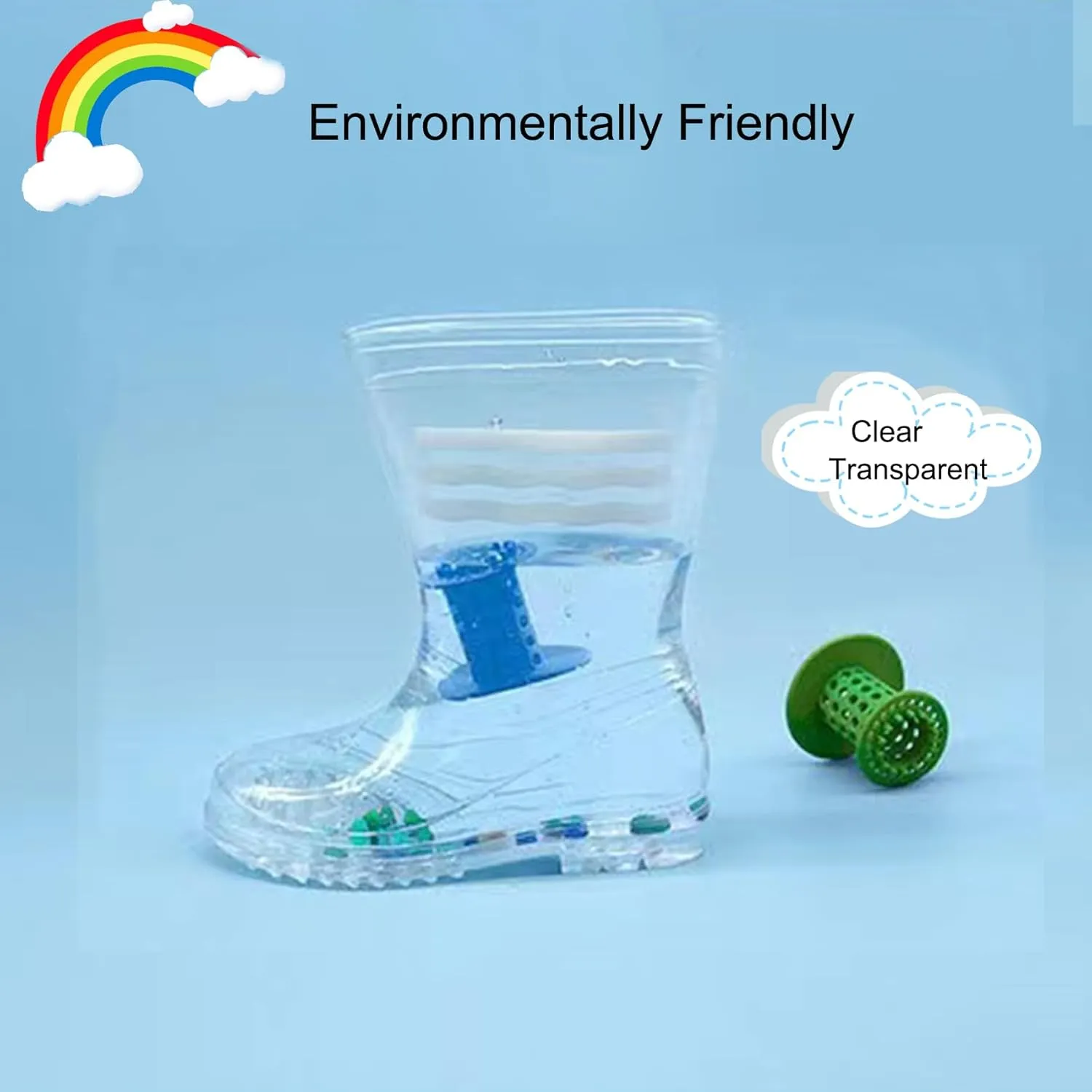 yamerbo Toddler Kids Rain Boots, Waterproof Clear Rain Boots for Girls and Boys, Cute Transparent Rubber Rain boots