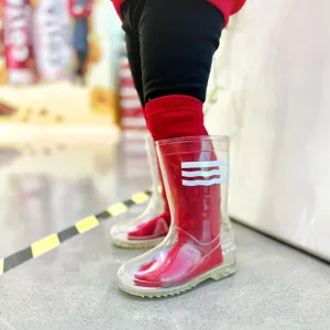 yamerbo Toddler Kids Rain Boots, Waterproof Clear Rain Boots for Girls and Boys, Cute Transparent Rubber Rain boots