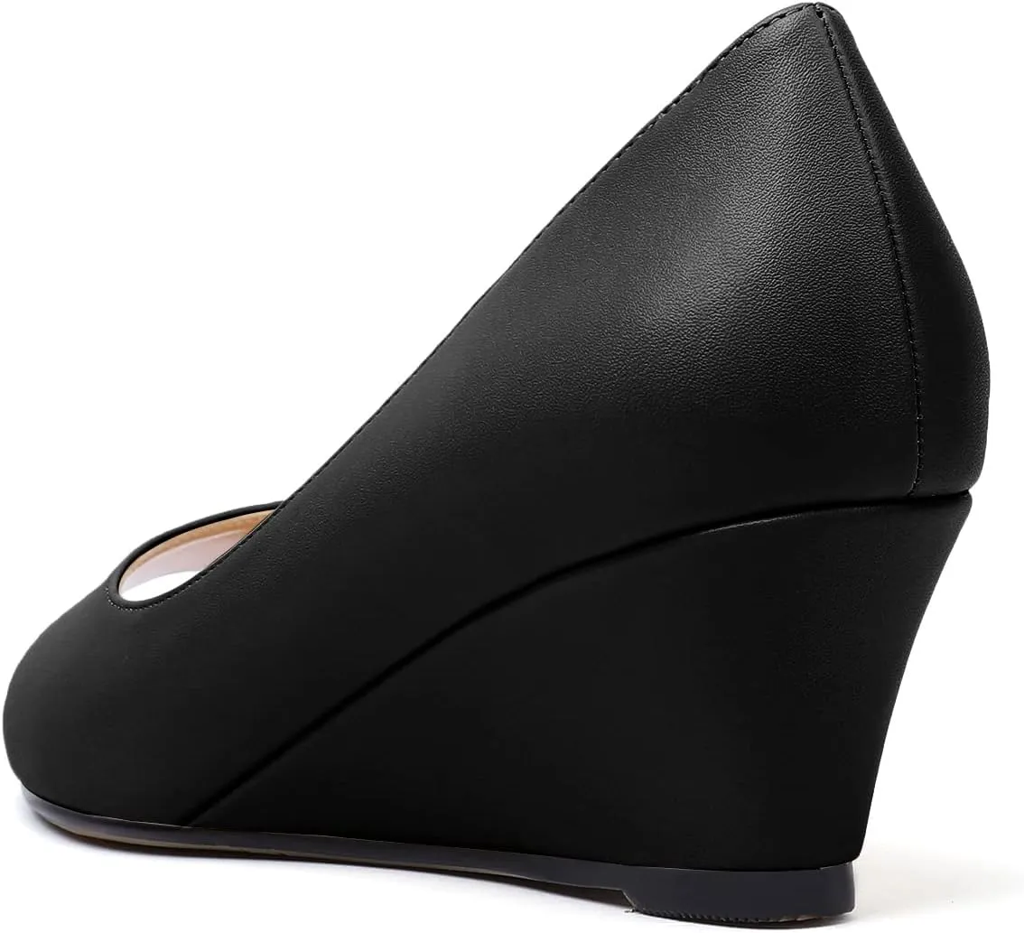 YODEKS Women's Peep Toe Wedge Sandals Low Heel Pumps Open Toe Heeled Sandals Shoes