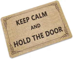 YQ Park Door Mat Keep Calm and Hold The Door Washable Indoor/Outdoor Low Profile Doormat Entrance Rug Rectangular Door Mat