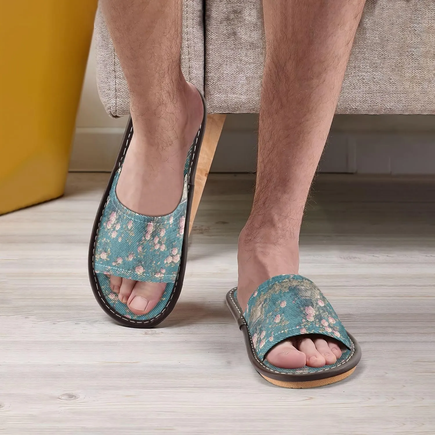 Yuiboo Aesthetic Pink Roses Men Women Casual Shower Slippers Portable Anti-slip Sandals for Travel Home Indoor