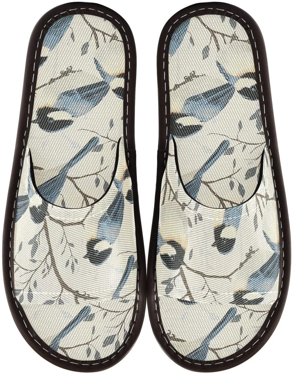 Yuiboo Cute Little Birds Men Women's Bathroom Slippers Portable Anti-slip Sandals for Indoor Hotel Beach