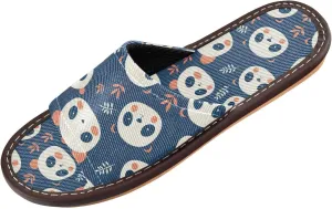 Yuiboo Cute Panda Faces Men Women's Shower Slippers Portable Non Slip Sandals for Bedroom Beach Hotel