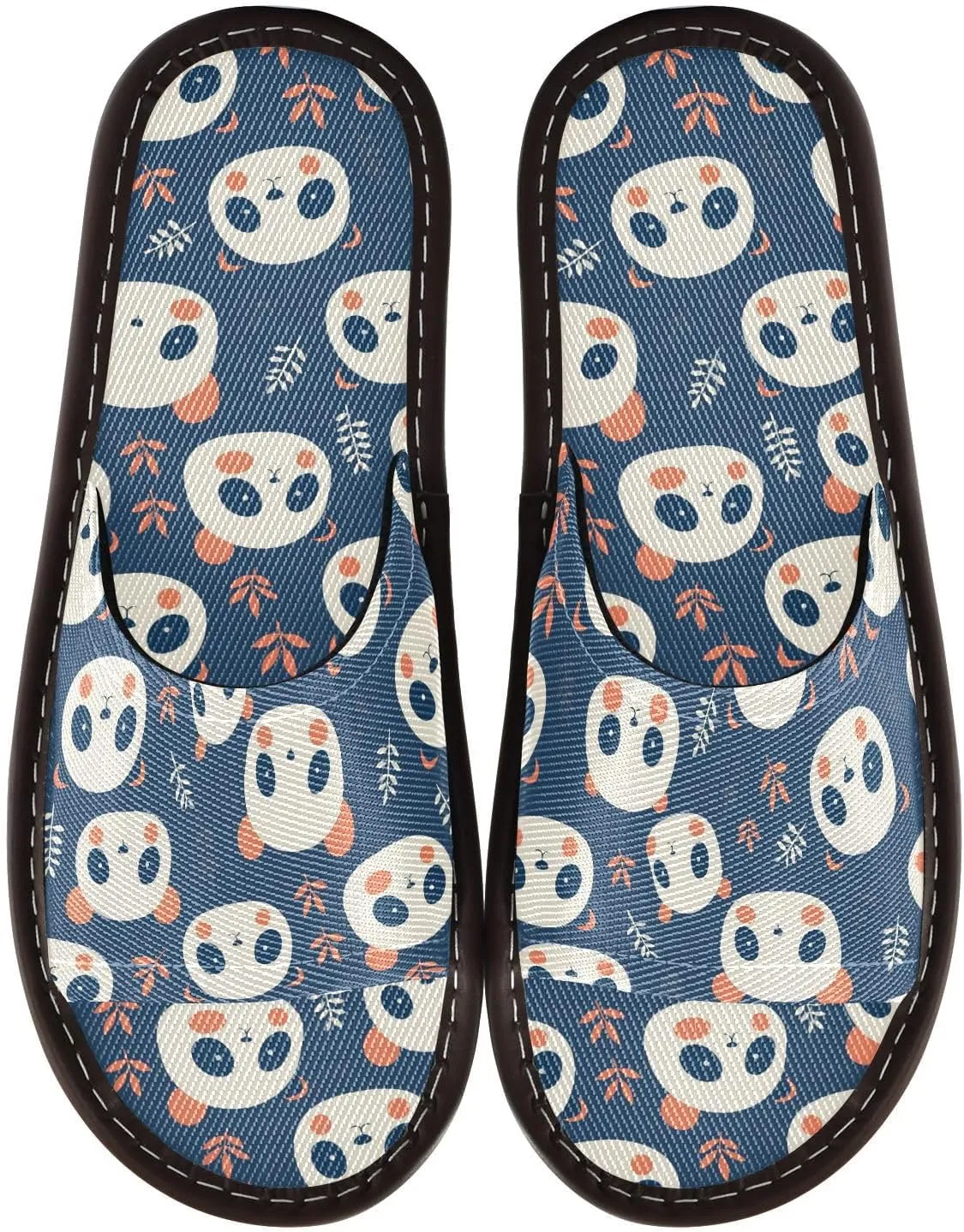 Yuiboo Cute Panda Faces Men Women's Shower Slippers Portable Non Slip Sandals for Bedroom Beach Hotel
