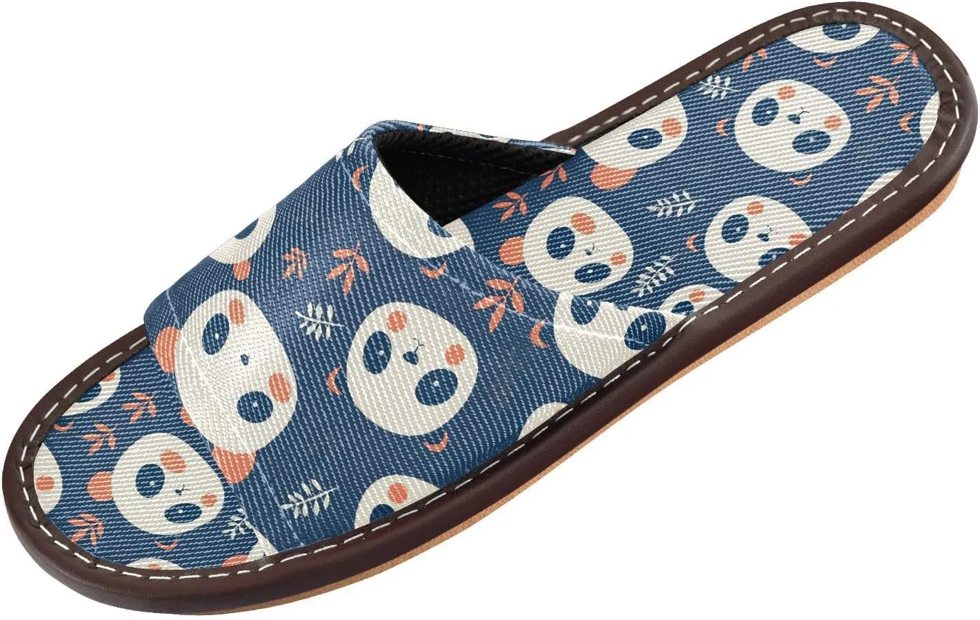 Yuiboo Cute Panda Faces Men Women's Shower Slippers Portable Non Slip Sandals for Bedroom Beach Hotel